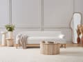 Miniatyrbild 2 av 10: Soffa 3-sits Off-White Bouclétyg Träben Vardagsrum Stilfull Elegant
