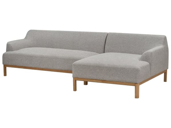 Soffa Vänster Grå Polyester Tyg Träben Vardagsrum Stilfull Elegant