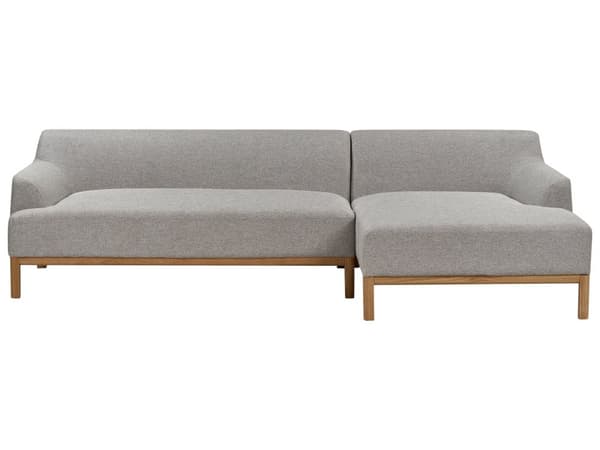 Soffa Vänster Grå Polyester Tyg Träben Vardagsrum Stilfull Elegant