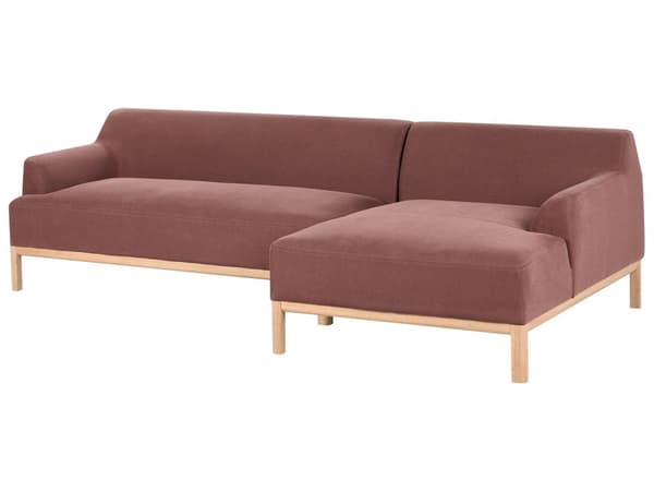 Soffa Vänster Vinröd Polyester Tyg Träben Vardagsrum Stilfull Elegant