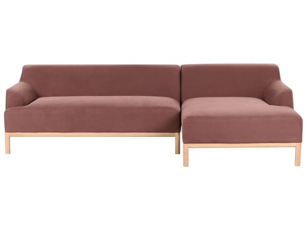 Soffa Vänster Vinröd Polyester Tyg Träben Vardagsrum Stilfull Elegant