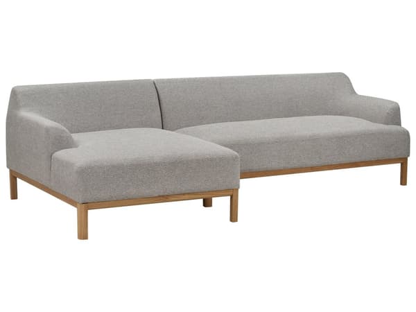 Soffa Höger Grå Polyester Tyg Träben Vardagsrum Stilfull Elegant