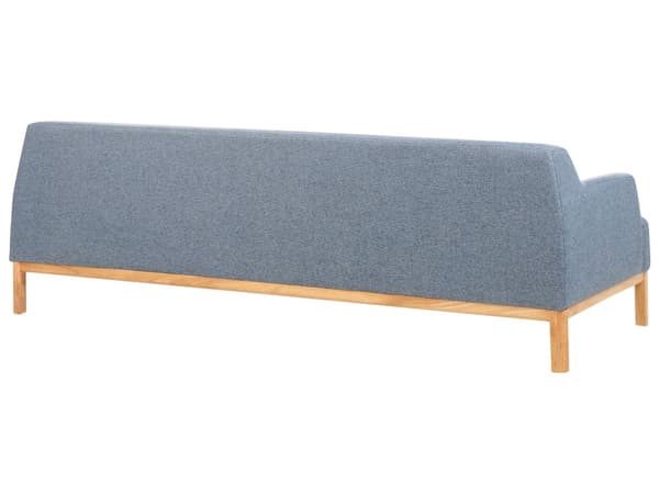 Soffa 3-sits Blå Polyester Tyg Träben Vardagsrum Stilfull Elegant