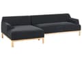 Miniatyrbild 4 av 9: Soffa Höger Svart Polyester Tyg Träben Vardagsrum Stilfull Elegant