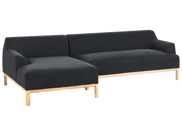 Soffa Höger Svart Polyester Tyg Träben Vardagsrum Stilfull Elegant