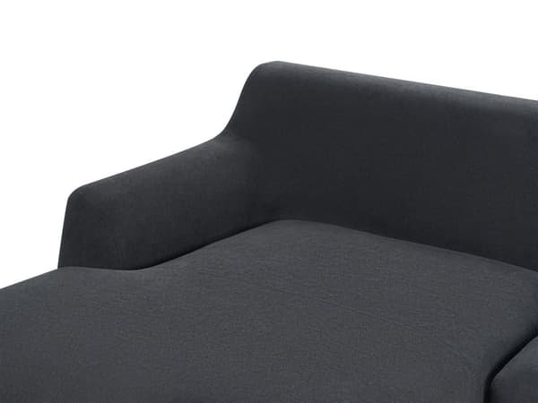 Soffa Höger Svart Polyester Tyg Träben Vardagsrum Stilfull Elegant