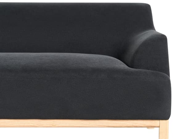 Soffa Höger Svart Polyester Tyg Träben Vardagsrum Stilfull Elegant