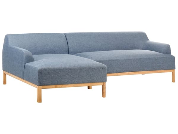 Soffa Höger Blå Polyester Tyg Träben Vardagsrum Stilfull Elegant
