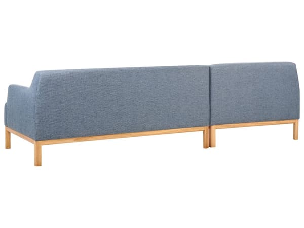 Soffa Höger Blå Polyester Tyg Träben Vardagsrum Stilfull Elegant