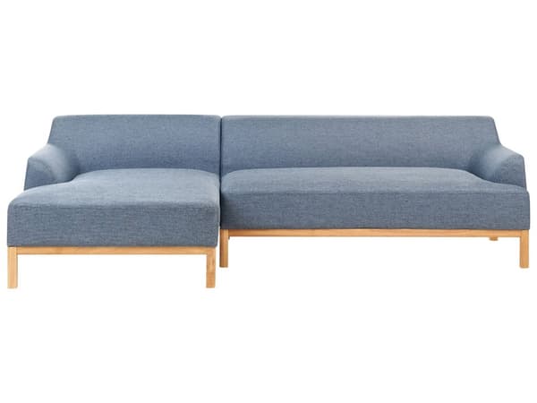 Soffa Höger Blå Polyester Tyg Träben Vardagsrum Stilfull Elegant