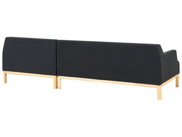 Soffa Vänster Svart Polyester Tyg Träben Vardagsrum Stilfull Elegant