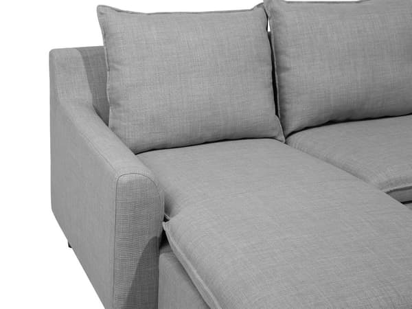 Hjørnesofa med Chaiselong Lysegrå Polyester 3 Personers Sofa L Formet Sofa Dyb Blød Stofsofa Design Højrevendt