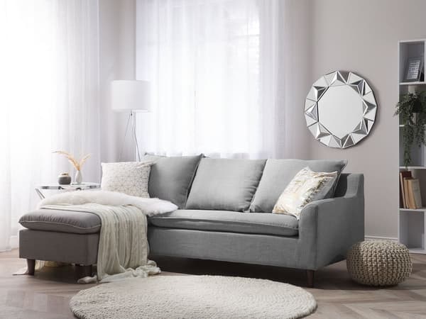 Hjørnesofa med Chaiselong Lysegrå Polyester 3 Personers Sofa L Formet Sofa Dyb Blød Stofsofa Design Højrevendt