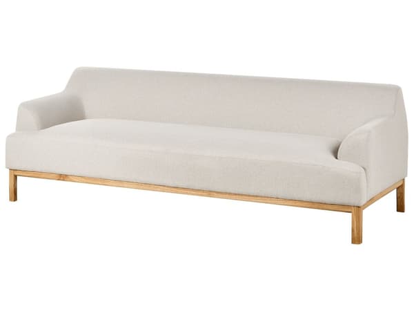 Sofa Lys Beige Polyester 3 Personers Tyk Polstret Dyb Blød Stofsofa til Stuen Moderne Inspiration Stue Møbel Klassisk