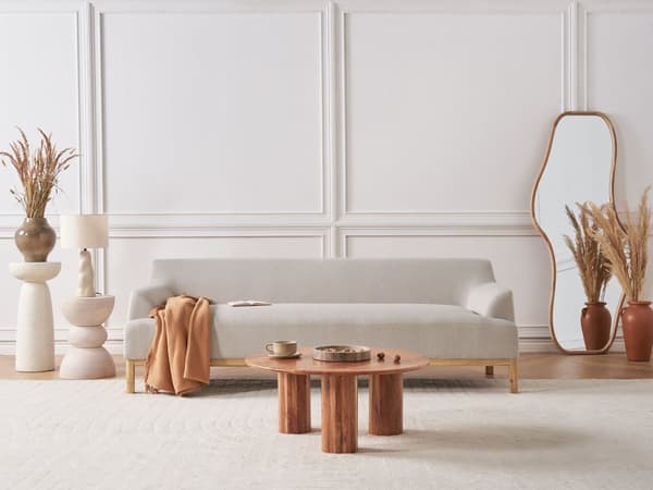 Sofa Lys Beige Polyester 3 Personers Tyk Polstret Dyb Blød Stofsofa til Stuen Moderne Inspiration Stue Møbel Klassisk