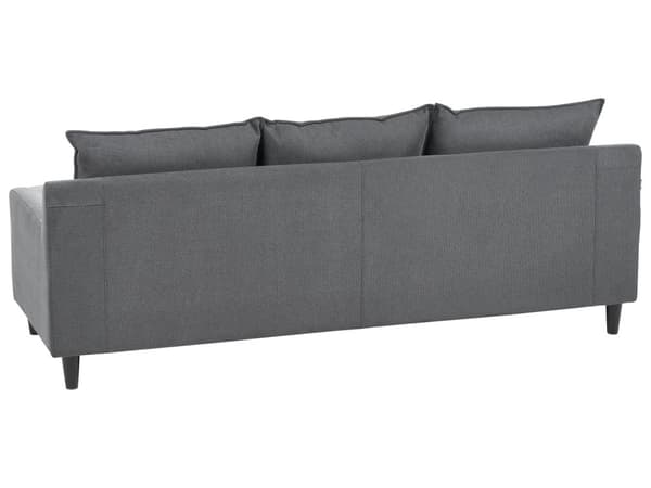 Hjørnesofa med Chaiselong Mørkegrå Polyester 3 Personers Sofa L Formet Sofa Dyb Blød Stofsofa Design Højrevendt