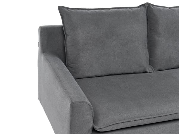Hjørnesofa med Chaiselong Mørkegrå Polyester 3 Personers Sofa L Formet Sofa Dyb Blød Stofsofa Design Højrevendt