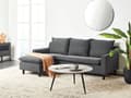 Miniatyrbillede 2 af 10: Hjørnesofa med Chaiselong Mørkegrå Polyester 3 Personers Sofa L Formet Sofa Dyb Blød Stofsofa Design Højrevendt