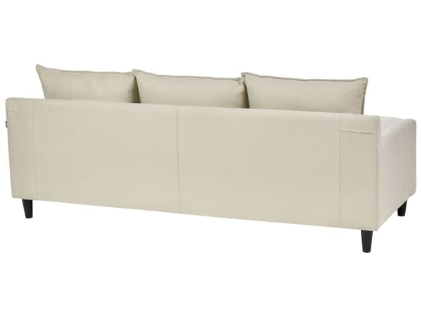 Hjørnesofa Lys beige Stoff 3-seter L-form Treben Ryggputer Sjeselong Venstrevendt Klassisk og moderne design Sofa Stue