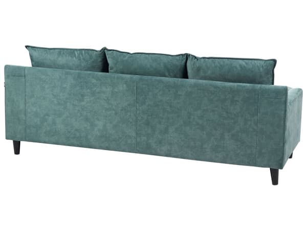 Hjørnesofa Blågrønn Fløyel 3-seter L-form Treben Ryggputer Sjeselong Høyrevendt Klassisk og moderne design Sofa Stue