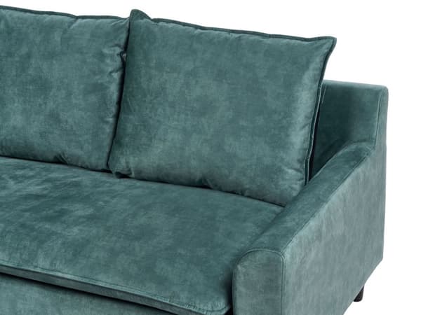 Hjørnesofa Blågrønn Fløyel 3-seter L-form Treben Ryggputer Sjeselong Høyrevendt Klassisk og moderne design Sofa Stue