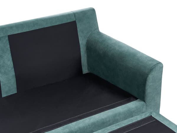 Hjørnesofa Blågrønn Fløyel 3-seter L-form Treben Ryggputer Sjeselong Høyrevendt Klassisk og moderne design Sofa Stue