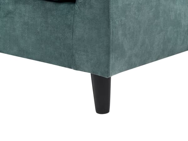 Hjørnesofa Blågrønn Fløyel 3-seter L-form Treben Ryggputer Sjeselong Høyrevendt Klassisk og moderne design Sofa Stue