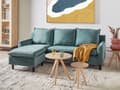 Miniatyrbilde 2 av 11: Hjørnesofa Blågrønn Fløyel 3-seter L-form Treben Ryggputer Sjeselong Høyrevendt Klassisk og moderne design Sofa Stue