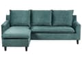 Miniatyrbilde 1 av 11: Hjørnesofa Blågrønn Fløyel 3-seter L-form Treben Ryggputer Sjeselong Høyrevendt Klassisk og moderne design Sofa Stue