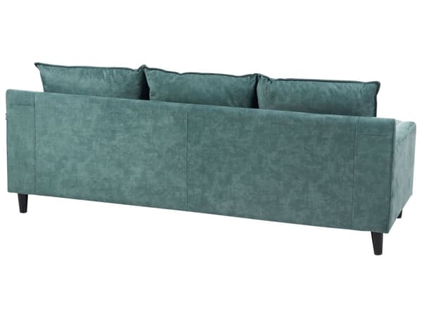 Hjørnesofa Blågrønn Fløyel 3-seter L-form Treben Ryggputer Sjeselong Venstrevendt Klassisk og moderne design Sofa Stue