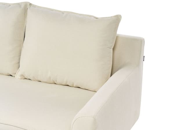 Hörnsoffa Vänster Beige Tygklädsel Träben Schäslong Kudde Rygg