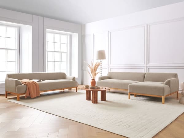 Sofa Beige Polyesterstoff 3-seter Ben i tre Vannavvisende stoff Moderne og tradisjonell stil Stue