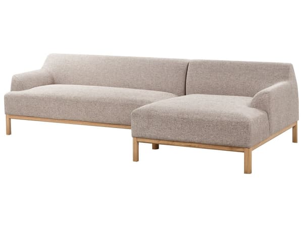 Hjørnesofa Lys Brun Polyesterstoff 3-seter Venstrevendt Ben i tre Vannavvisende stoff Moderne og tradisjonell stil Stue