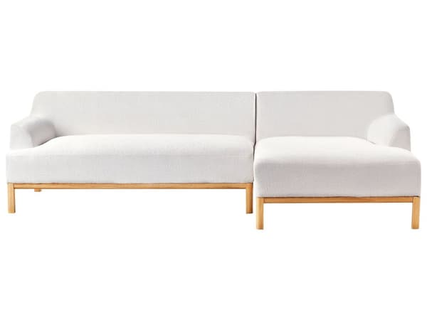 Hjørnesofa Off-white Bouclé 3-seter Venstrevendt Ben i tre Moderne og tradisjonell stil Stue