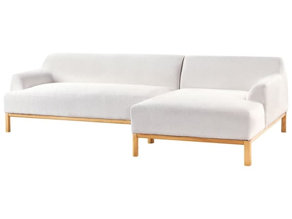 Hjørnesofa Off-white Bouclé 3-seter Venstrevendt Ben i tre Moderne og tradisjonell stil Stue