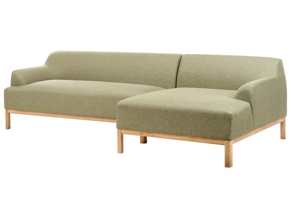 Hjørnesofa Grønn Polyesterstoff 3-seter Venstrevendt Ben i tre Vannavvisende stoff Moderne og tradisjonell stil Stue