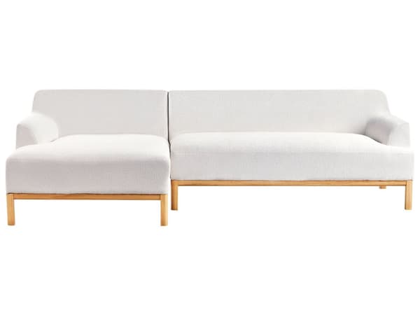 Hjørnesofa Off-white Bouclé 3-seter Høyrevendt Ben i tre Moderne og tradisjonell stil Stue