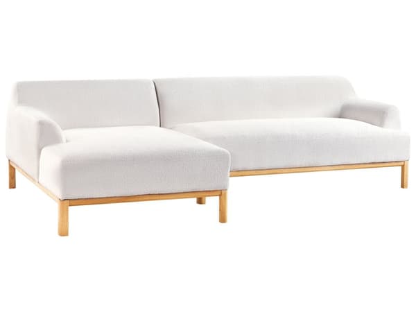 Hjørnesofa Off-white Bouclé 3-seter Høyrevendt Ben i tre Moderne og tradisjonell stil Stue