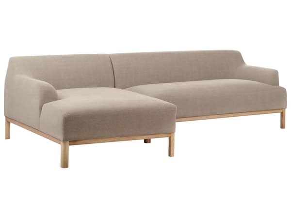 Hjørnesofa Taupe Polyesterstoff 3-seter Høyrevendt Ben i tre Vannavvisende stoff Moderne og tradisjonell stil Stue