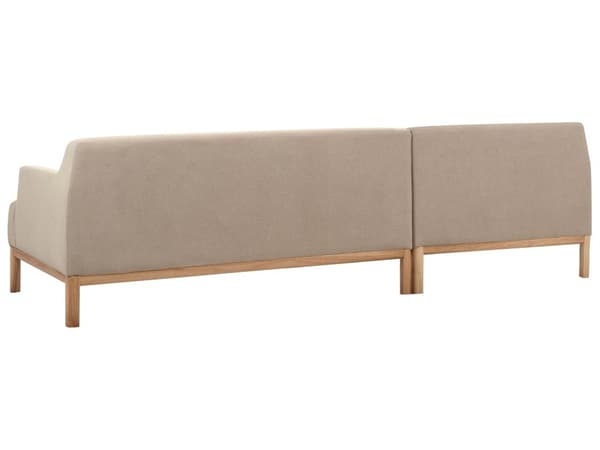 Hjørnesofa Taupe Polyesterstoff 3-seter Høyrevendt Ben i tre Vannavvisende stoff Moderne og tradisjonell stil Stue