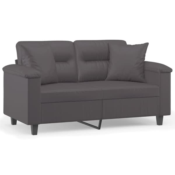 2-sits soffa med prydnadskuddar grå 120 cm konstläder