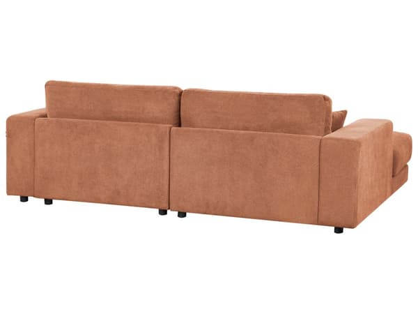 Høyrevendt 3-seters Hjørnesofa Rød Stoffpolstring Skinnarmlener Ekstra Puter Minimalistisk Moderne Stil