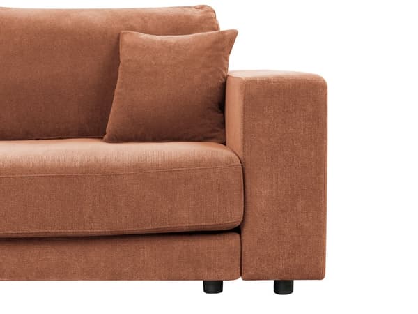 Høyrevendt 3-seters Hjørnesofa Rød Stoffpolstring Skinnarmlener Ekstra Puter Minimalistisk Moderne Stil
