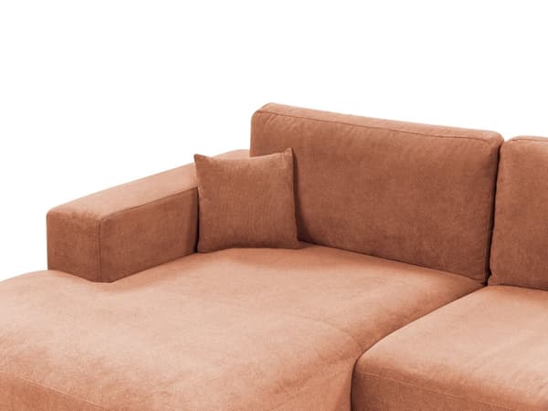 Høyrevendt 3-seters Hjørnesofa Rød Stoffpolstring Skinnarmlener Ekstra Puter Minimalistisk Moderne Stil