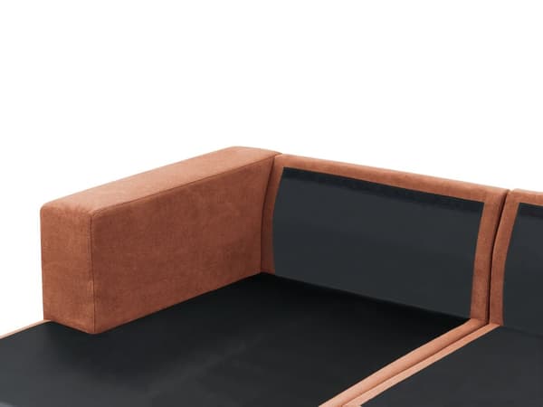 Høyrevendt 3-seters Hjørnesofa Rød Stoffpolstring Skinnarmlener Ekstra Puter Minimalistisk Moderne Stil