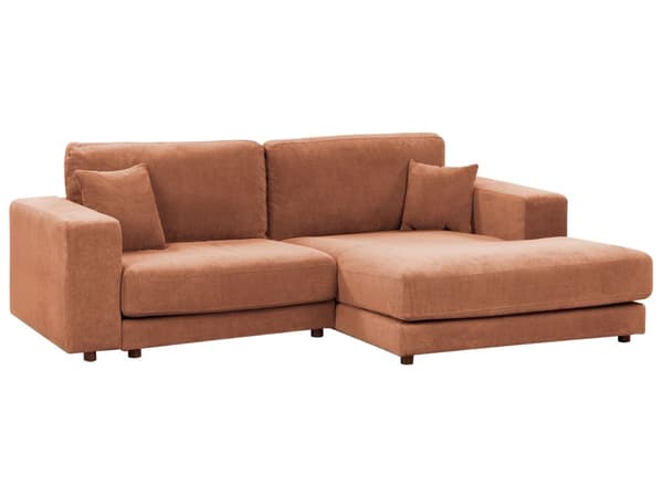 Venstrevendt 3-seters Hjørnesofa Rød Stoffpolstring Skinnarmlener Ekstra Puter Minimalistisk Moderne Stil