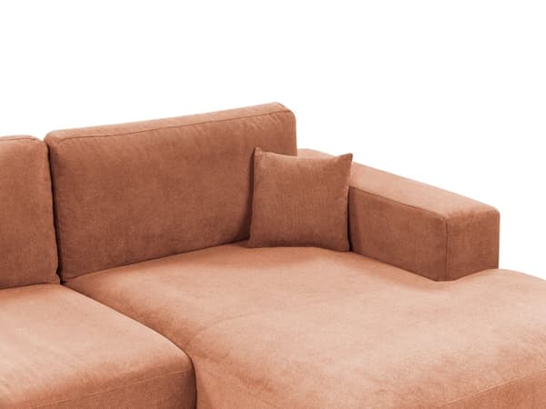 Venstrevendt 3-seters Hjørnesofa Rød Stoffpolstring Skinnarmlener Ekstra Puter Minimalistisk Moderne Stil