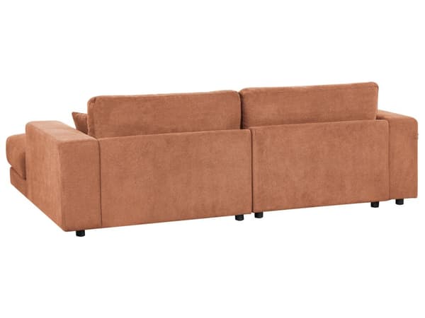 Hörnsoffa Vänster 3-sits Ljusröd Tyg Stoppad Armstöd Extra Kuddar Minimalistisk Modern Stil