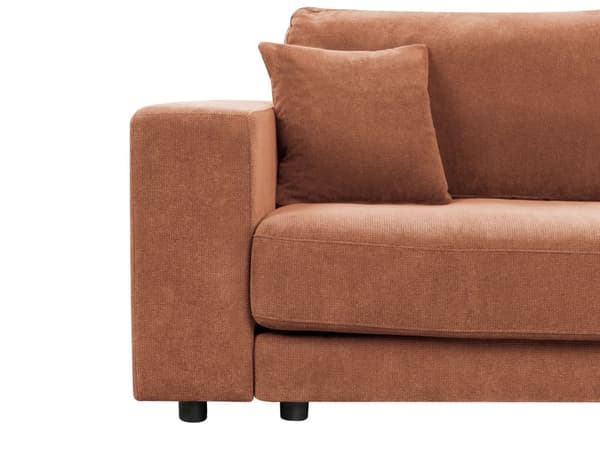 Hörnsoffa Vänster 3-sits Ljusröd Tyg Stoppad Armstöd Extra Kuddar Minimalistisk Modern Stil