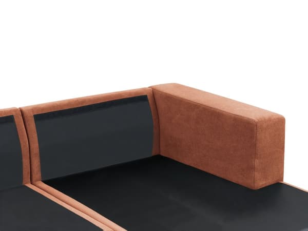 Hörnsoffa Vänster 3-sits Ljusröd Tyg Stoppad Armstöd Extra Kuddar Minimalistisk Modern Stil